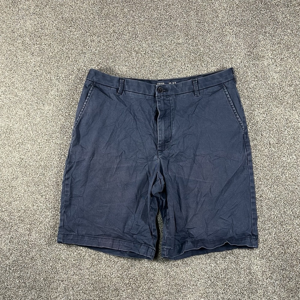 IZOD Saltwater Men’s 32 Navy Blue Stretch Chino Shorts 9.5” Inseam